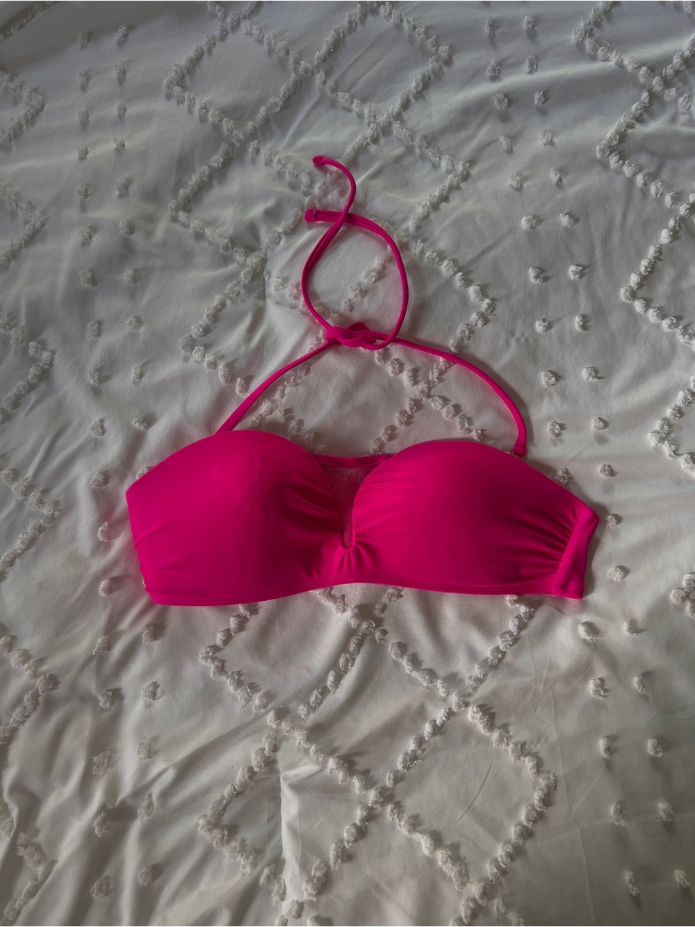 No Boundaries Hot Pink Fuchsia Bandeau Halter Bikini Top Size M 7-9